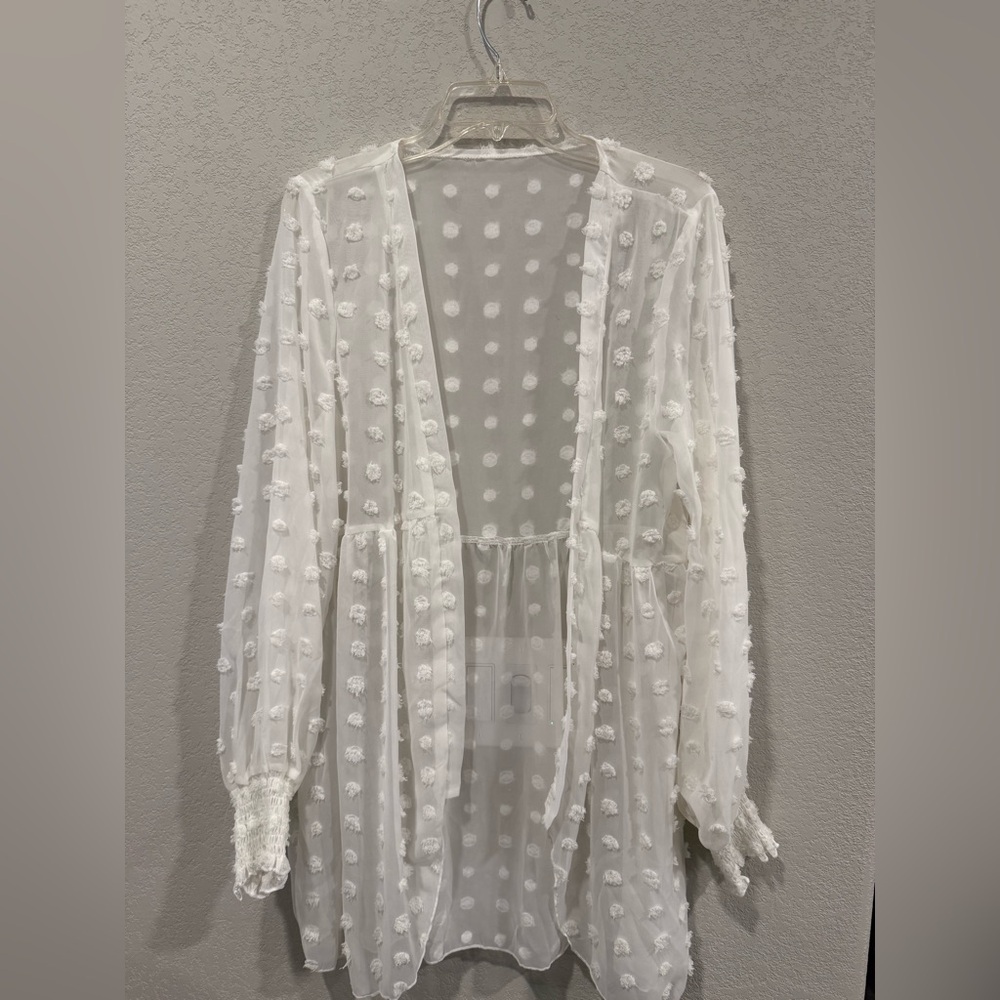 Sheer White Polka Dot Cardigan/Coverup
